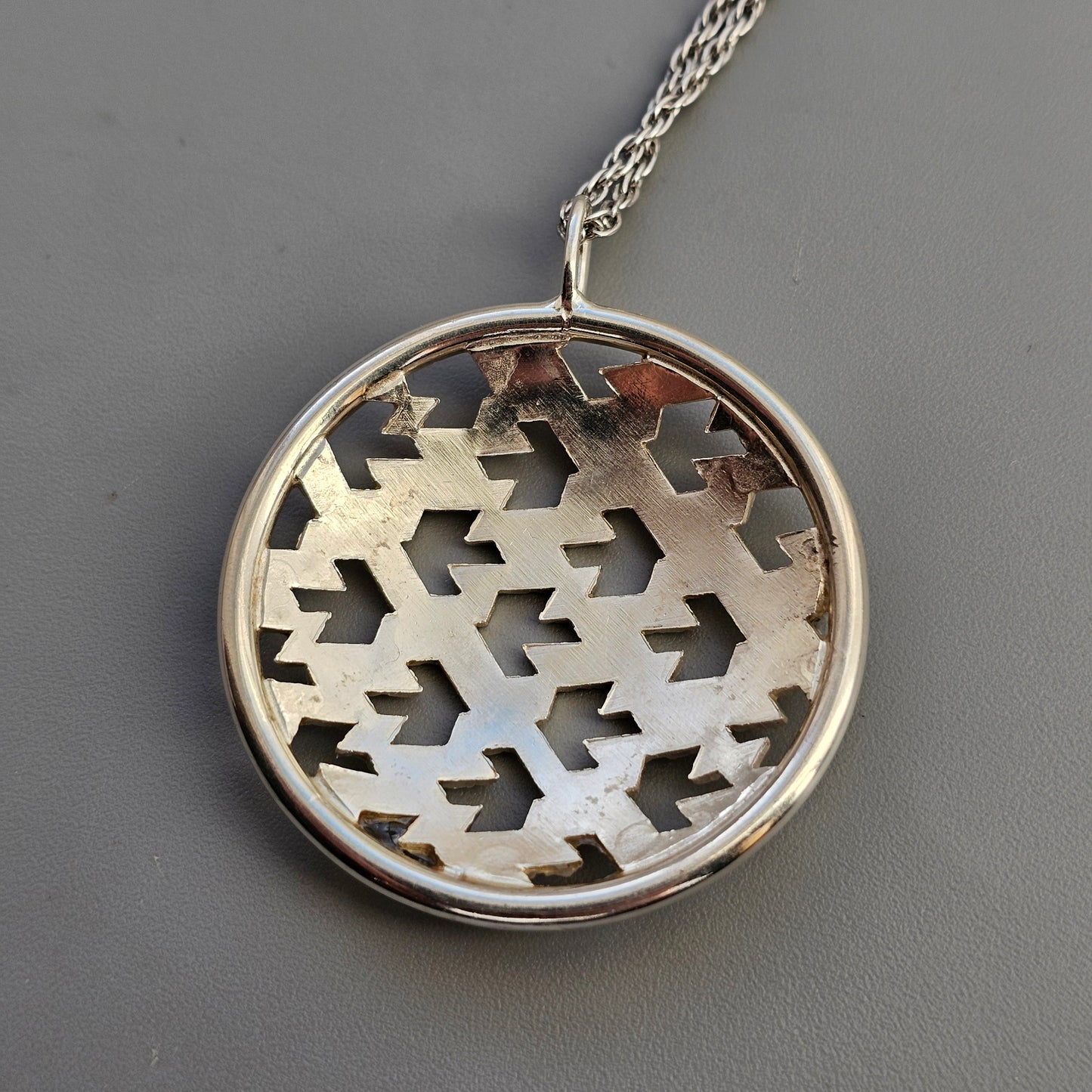 Vintage 1960s 1970s Modernist Silver Necklace Pendant by Auran Kultaseppä Finland