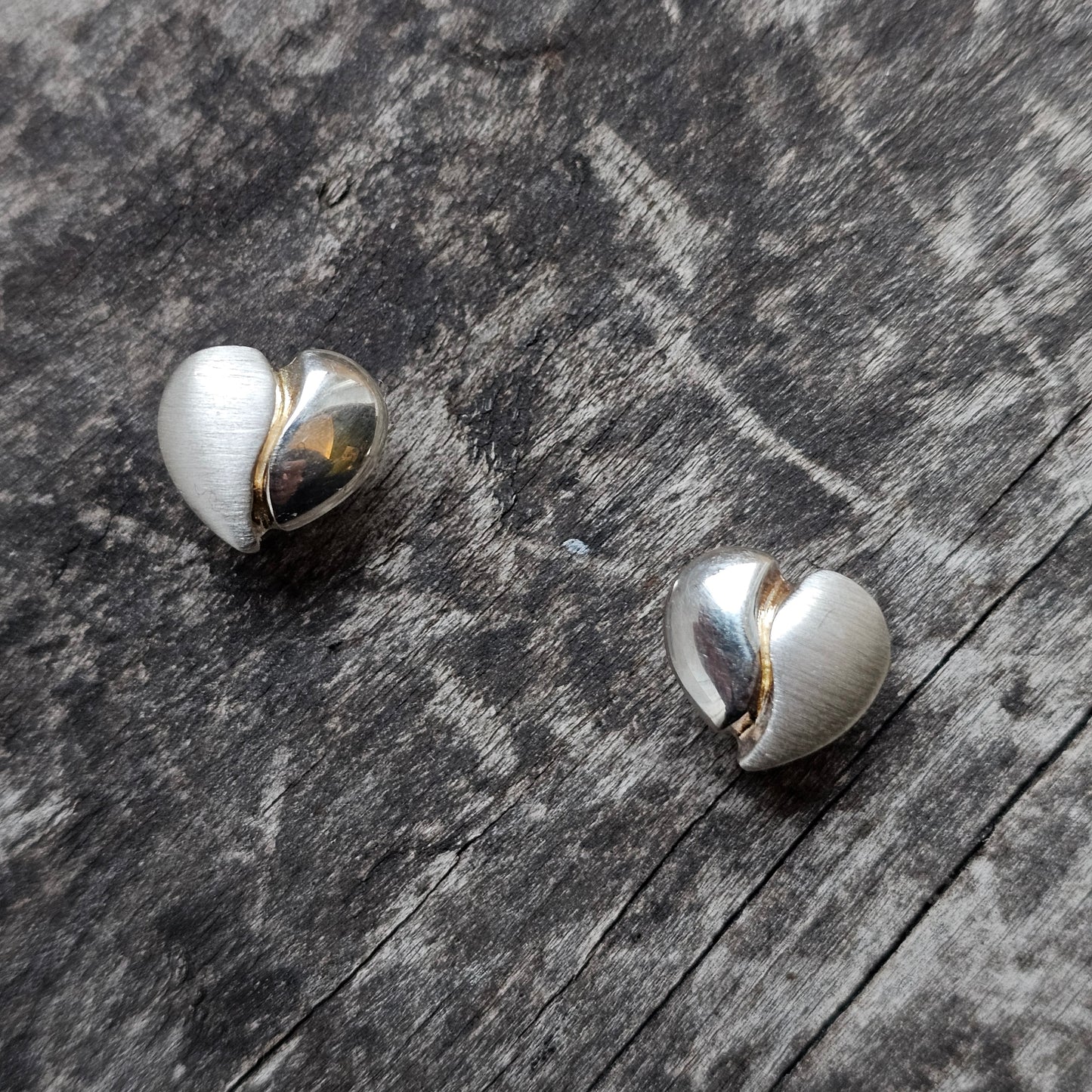Contemporary Finnish Sterling Silver Heart Stud Earrings