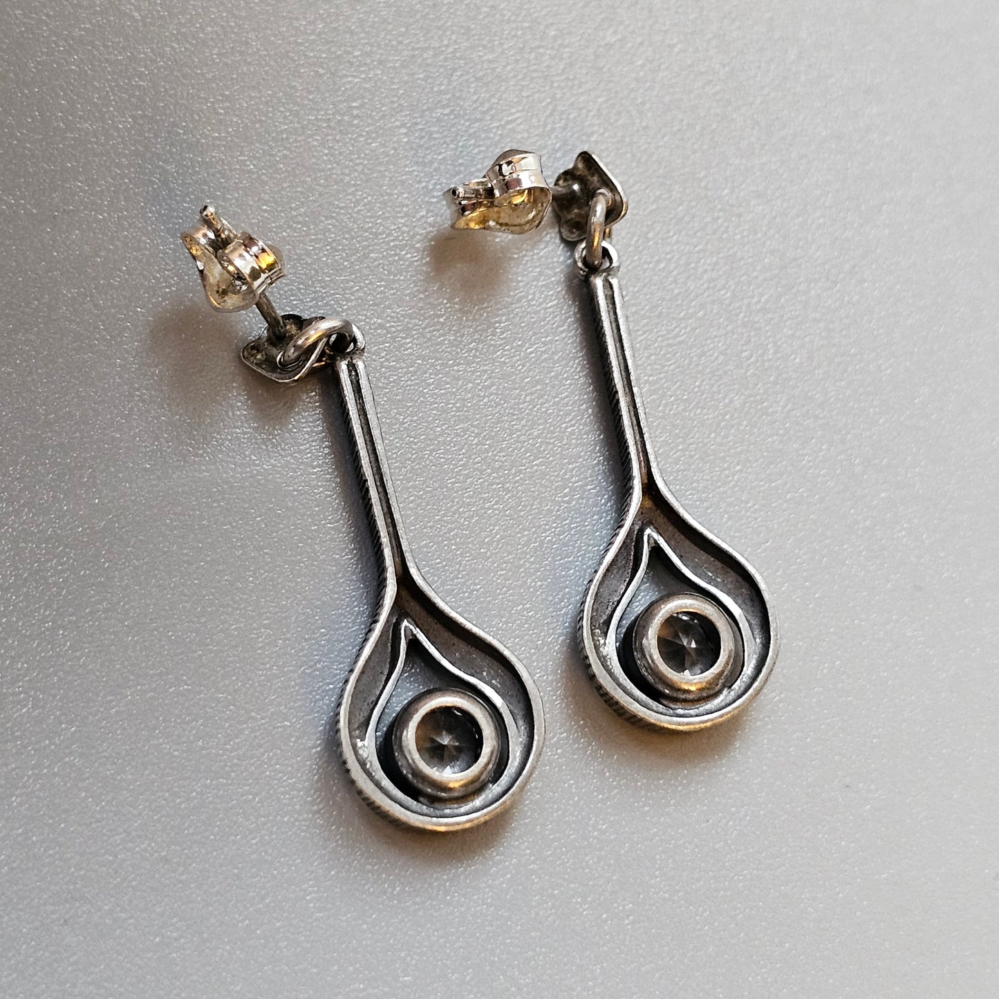 Vintage Karl Laine Sterling Silver & Cubic Zirconia Earrings by Finnfeelings