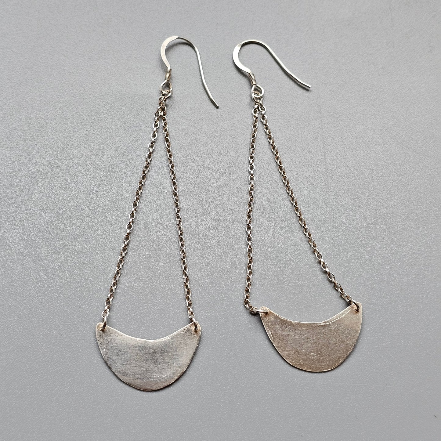 Handmade Contemporary Sterling Silver Long Drop Earrings