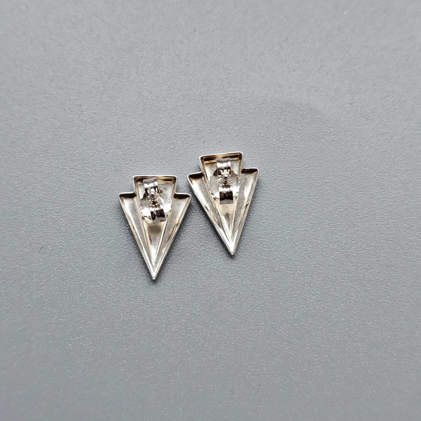 Contemporary Sterling Silver Geometric Stud Earrings