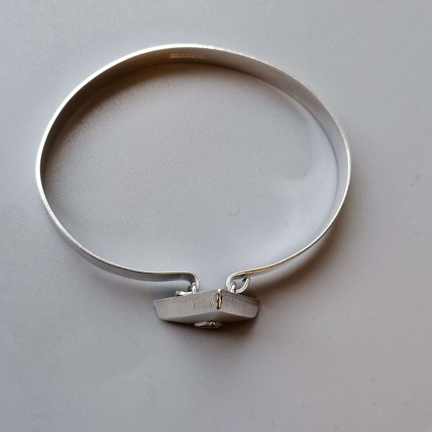 Vintage 1990s Karl Laine Finnfeelings Sterling Silver & Rock Crystal Bangle Bracelet - 1994