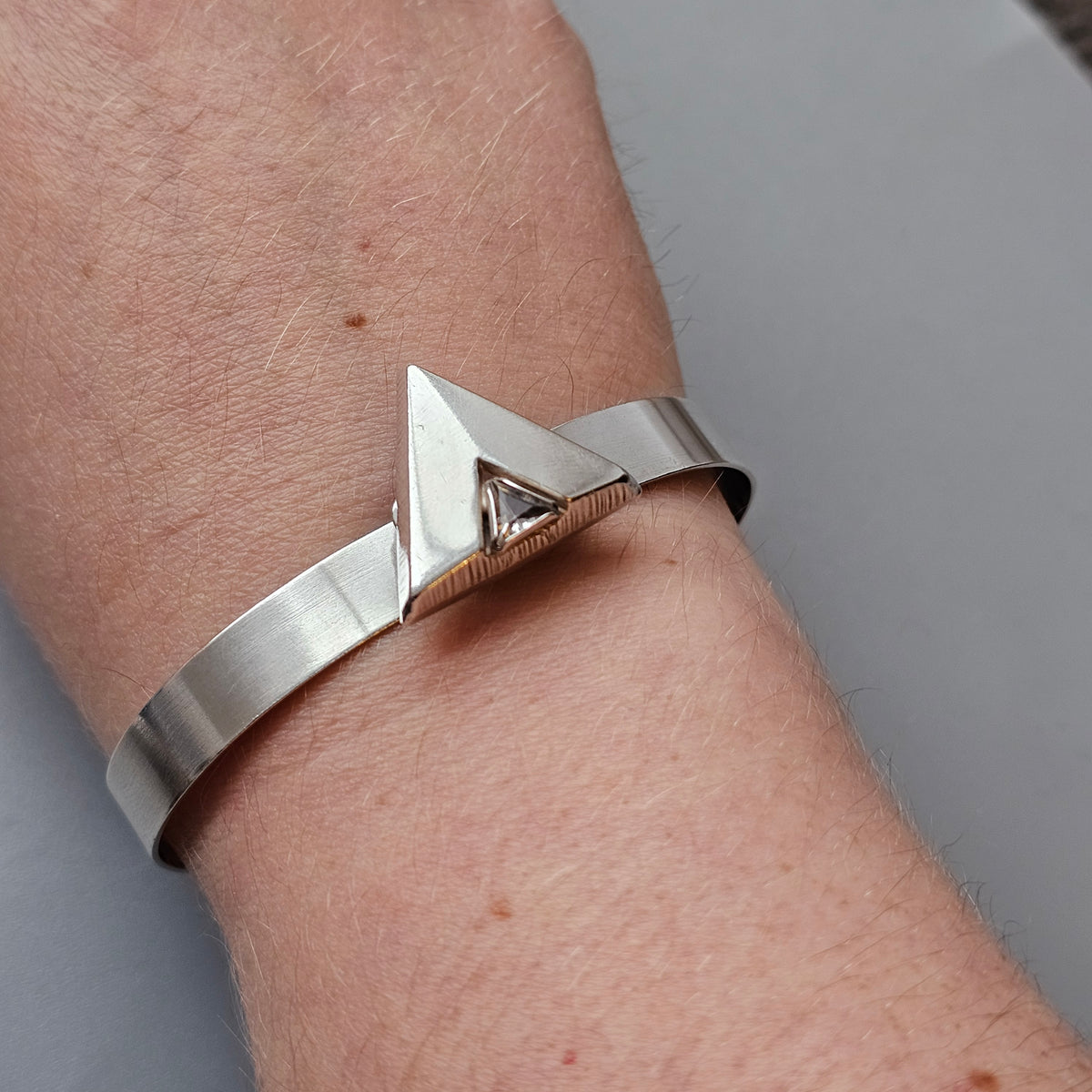 Vintage 1990s Karl Laine Finnfeelings Sterling Silver & Rock Crystal Bangle Bracelet - 1994