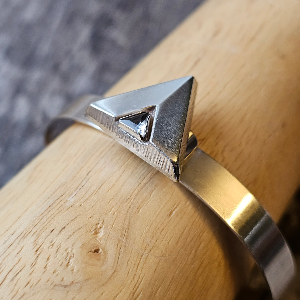 Vintage 1990s Karl Laine Finnfeelings Sterling Silver & Rock Crystal Bangle Bracelet - 1994