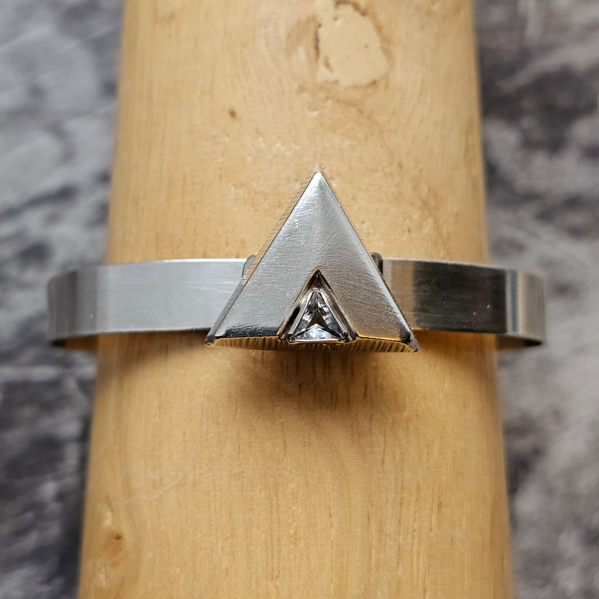 Vintage 1990s Karl Laine Finnfeelings Sterling Silver & Rock Crystal Bangle Bracelet - 1994