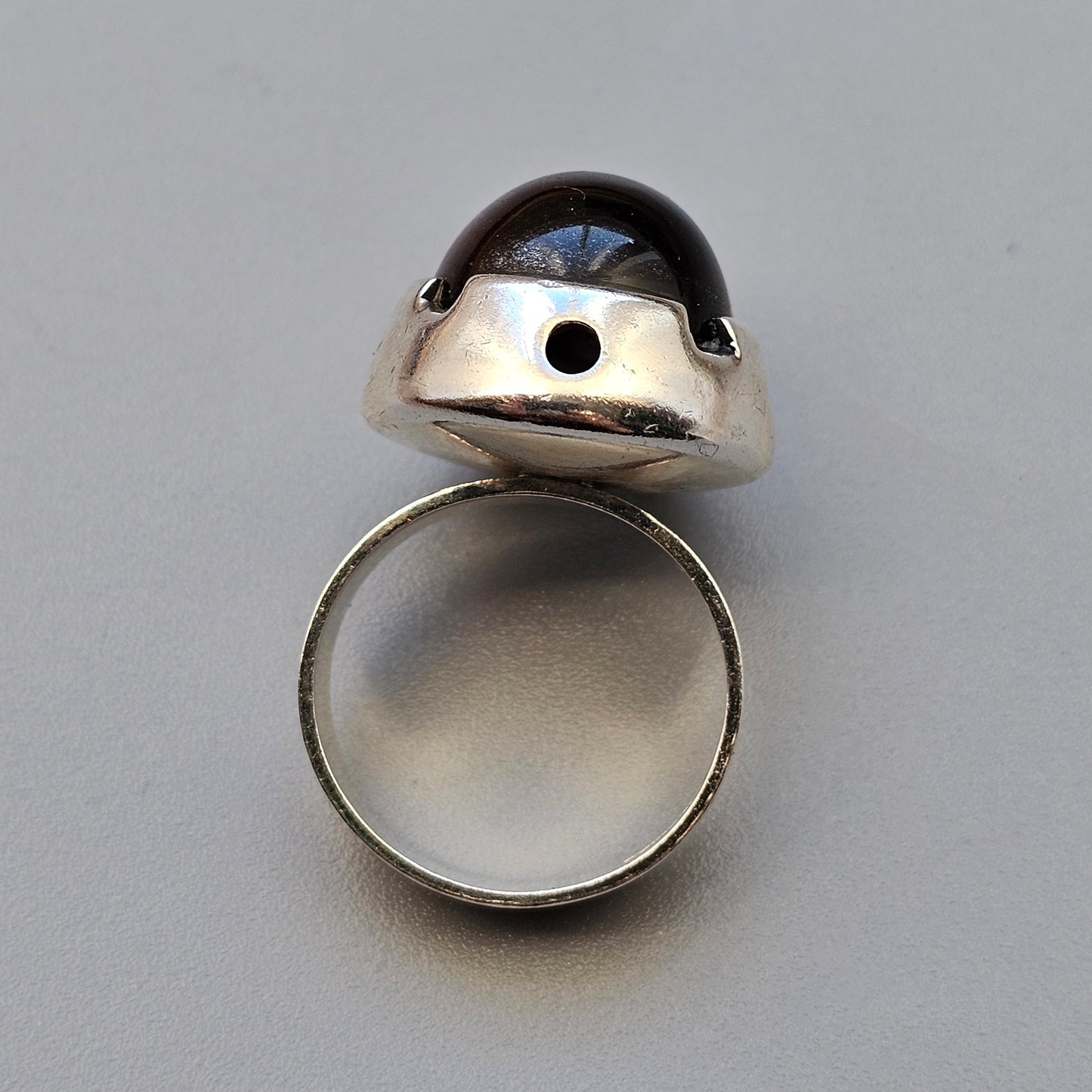 1960s Finnish Modernist Silver & Tigers Eye Ring — Martti Viikinniemi - UK Ring Size N - US Ring Size 6.5 - 1966
