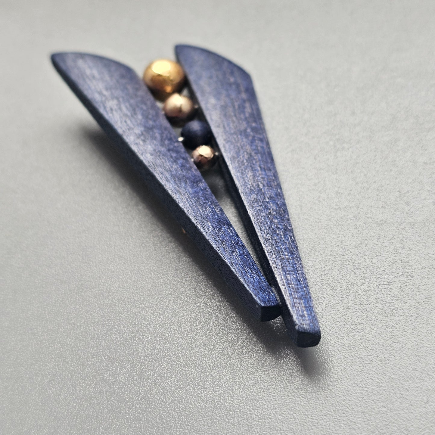 Vintage 1990s Aarikka Finland Blue Wooden Brooch – Modernist Scandinavian Design