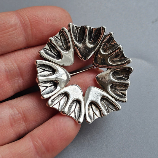Vintage Norwegian Frank Juhls Kautokeino Silver Lapland Brooch Historical Reproduction Wading Bird