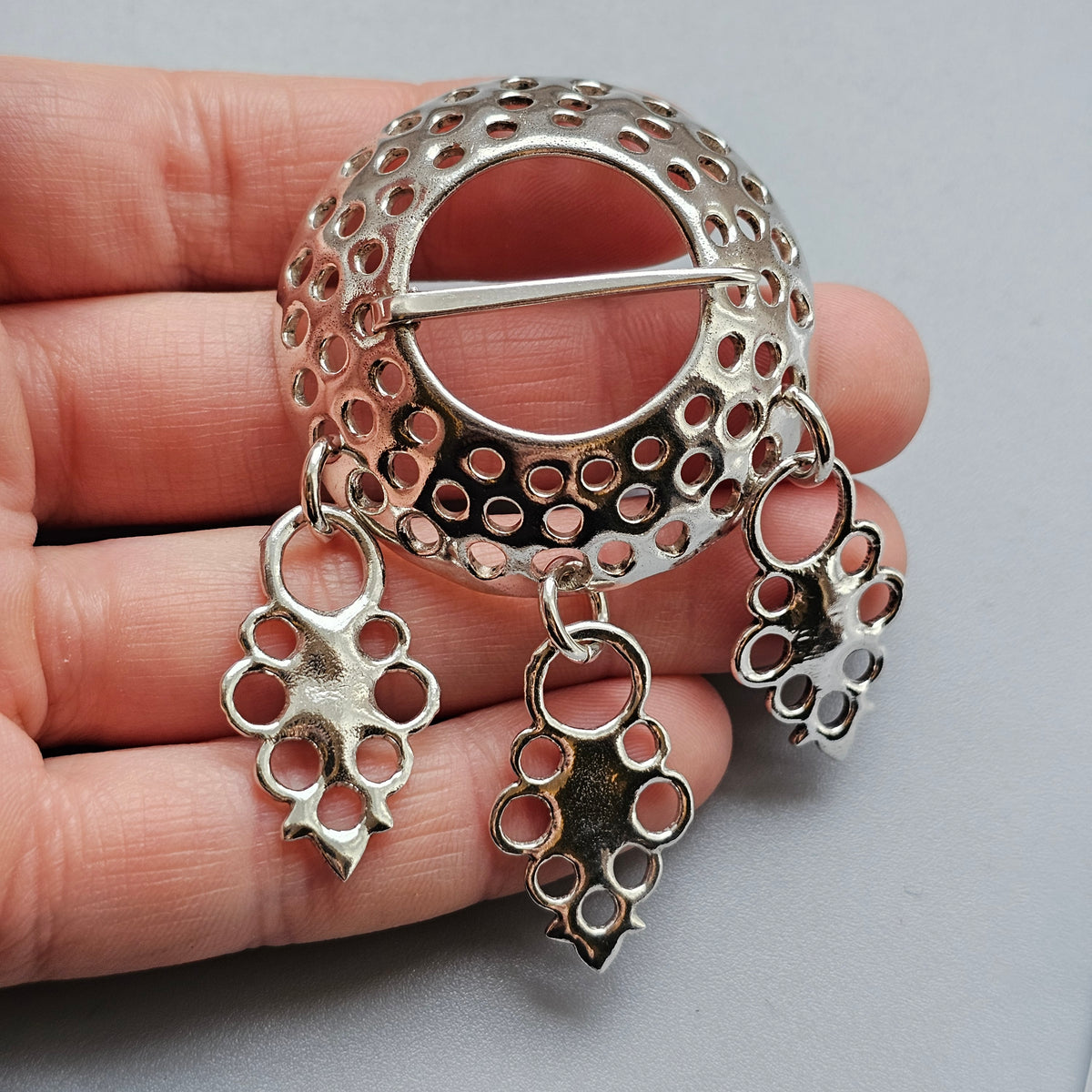Vintage Norwegian Frank Juhls Kautokeino Silver Lapland Brooch Historical Reproduction Finnish Middle Ages
