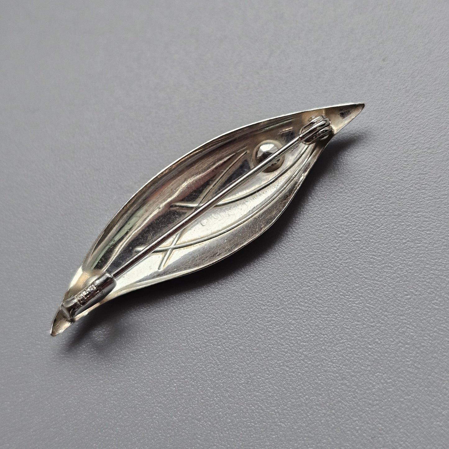 Vintage Modernist Small Silver Fish Brooch from Finland