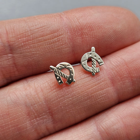 Horseshoe Sterling Silver Stud Earrings