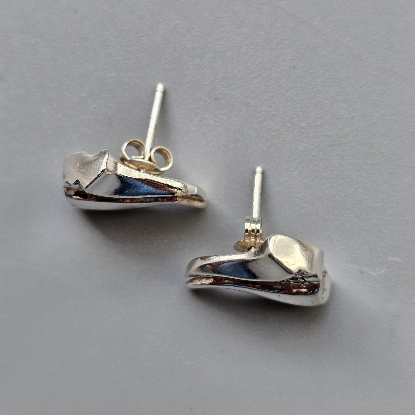 Vintage 1980s 1990s Finnish Sterling Silver Stud Earrings by Heinolan Kulta