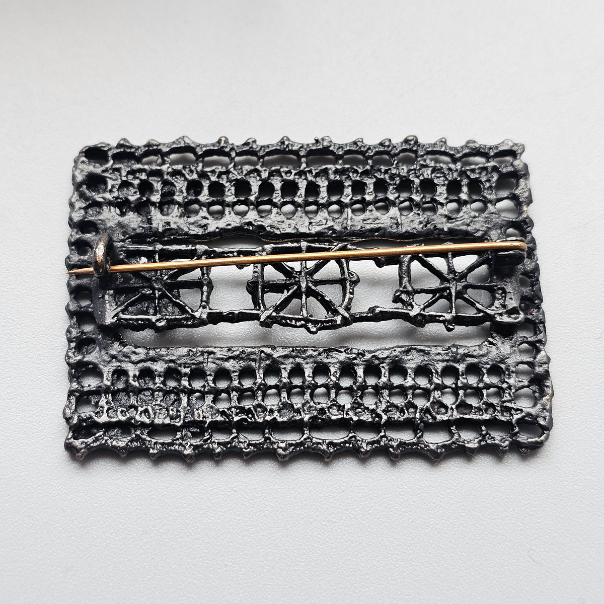 Pentti Sarpaneva Vintage Finnish Brutalist Bronze Brooch Pitsi Lace