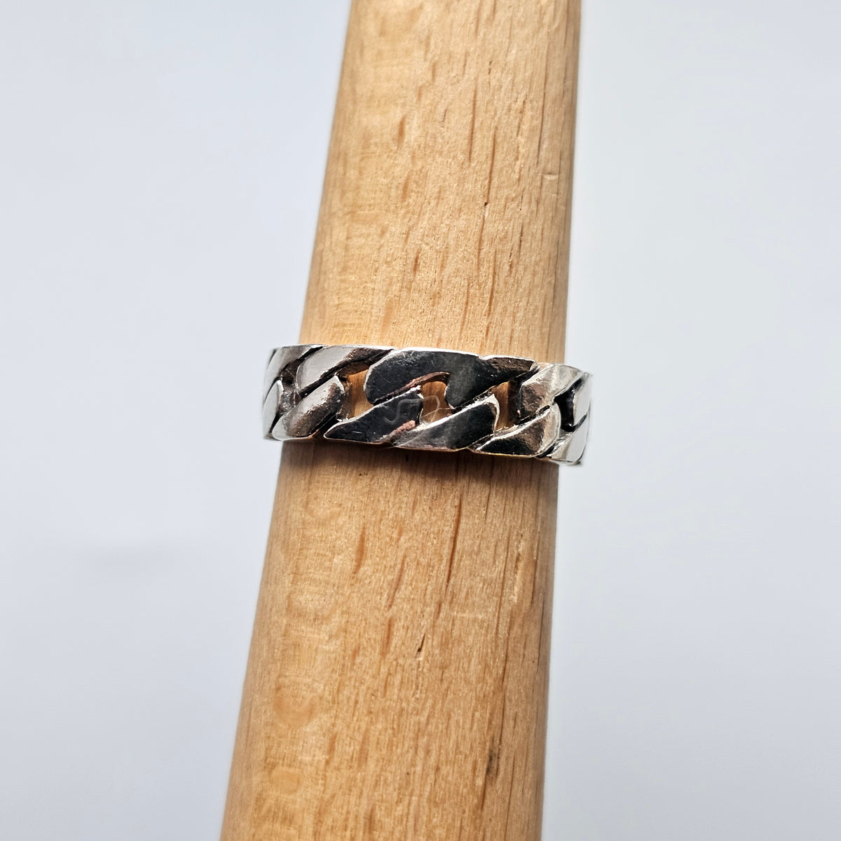 Curb Link Chain Sterling Silver Ring