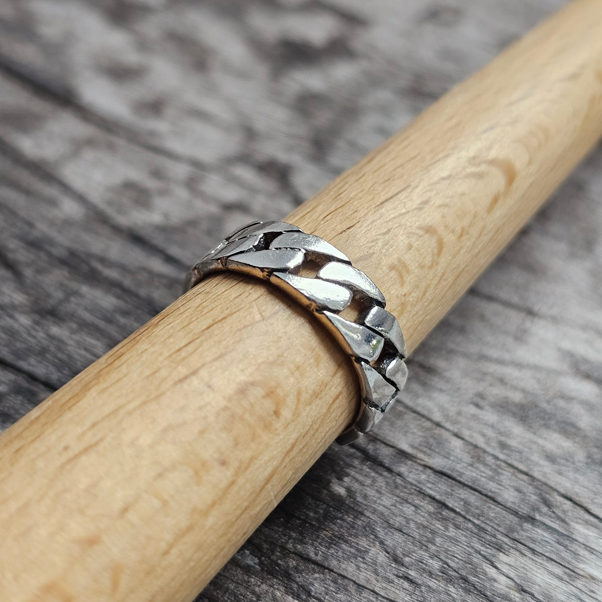 Curb Link Chain Sterling Silver Ring