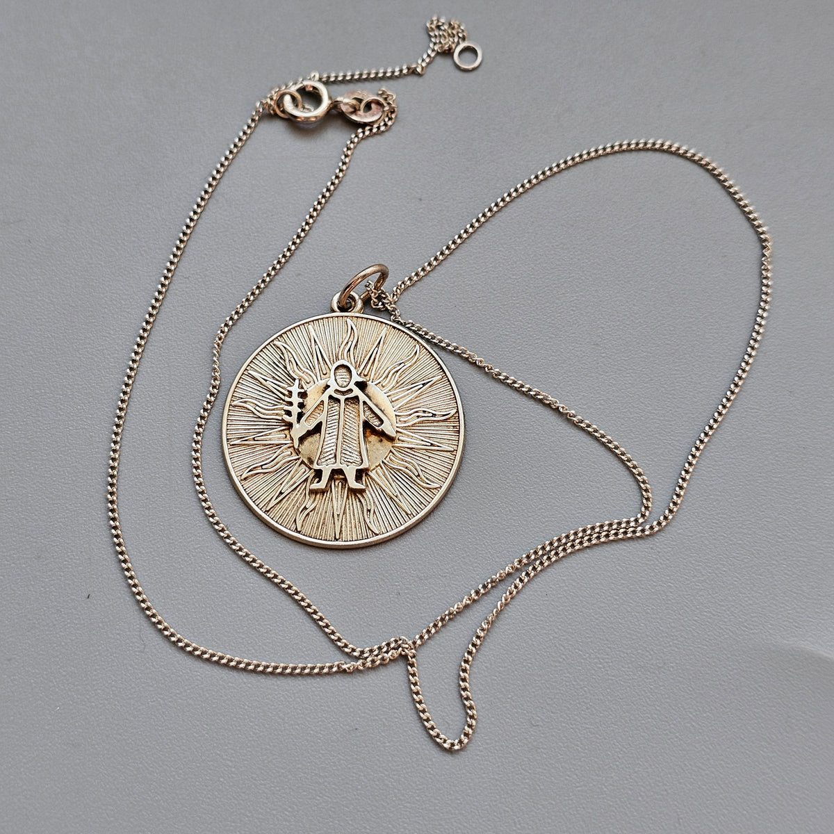 Vintage Sterling Silver Virgo Horoscope Medallion Necklace Pendant by Rembrandt