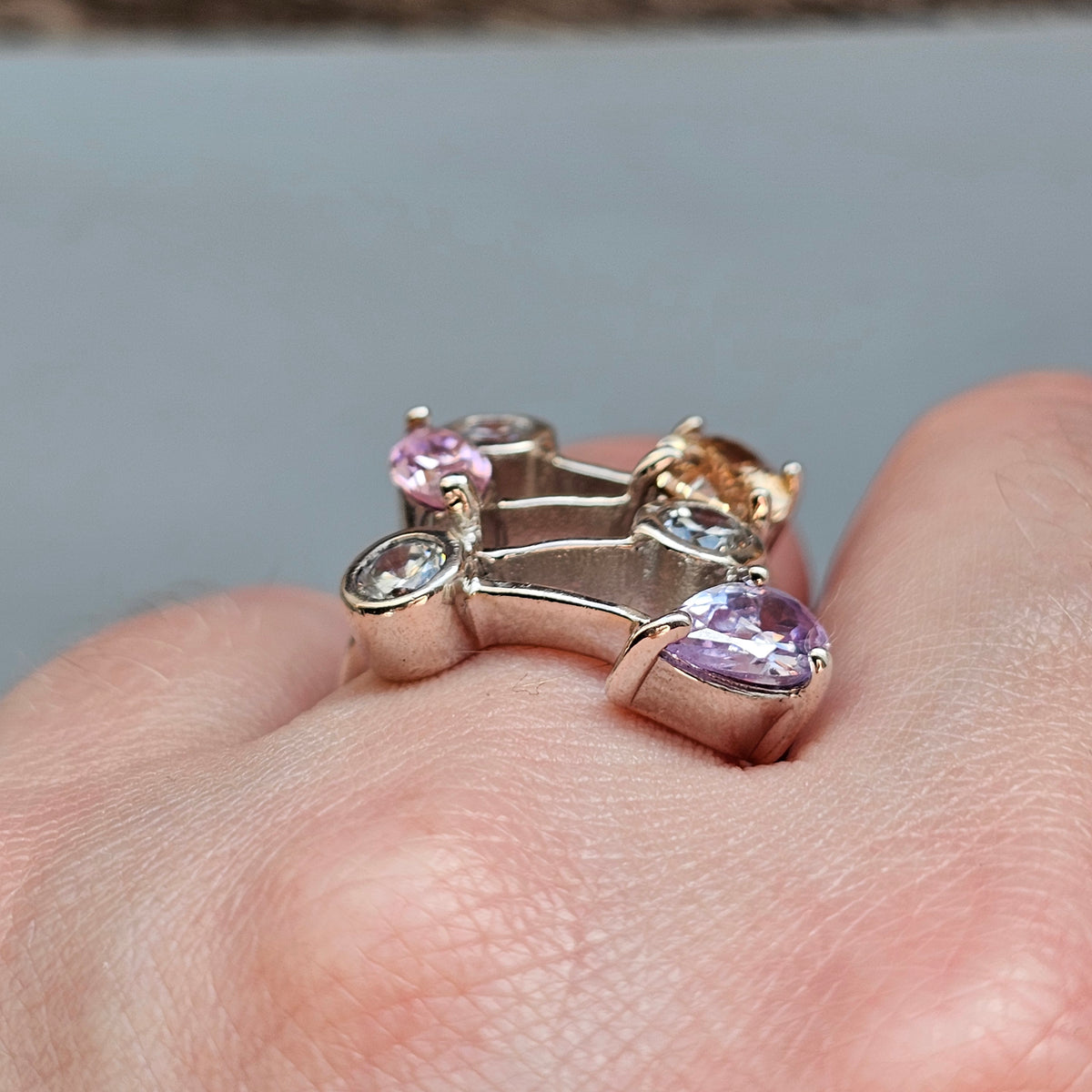 Contemporary Sterling Silver Ring & Cubic Zirconia Ring - UK Ring Size K 1/2 - US Ring Size 5.5