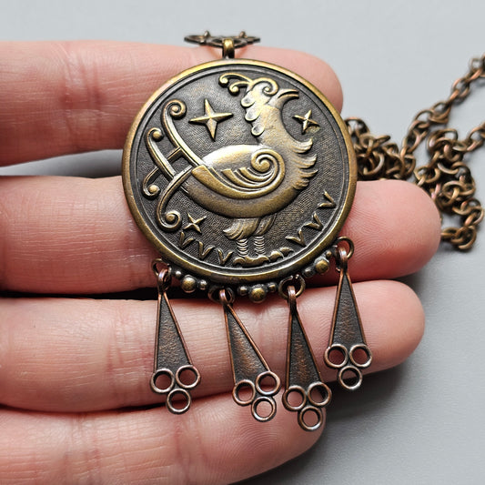 Vintage Art Deco Era Finnish ATO-Koru Fairytale Bird Necklace 1930s 1940s Design Satulintu