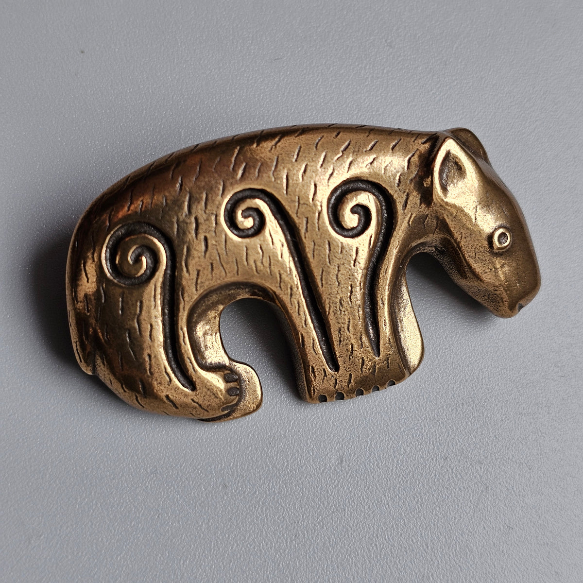 Large Vintage Finnish Kalevala Koru Bronze Bear Brooch