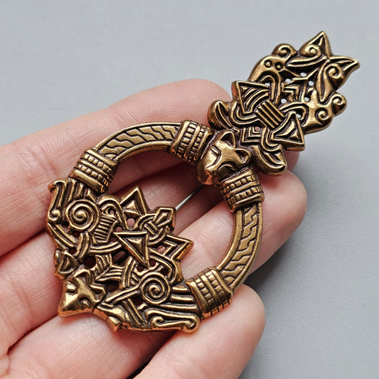 Kalevala Koru Viking Era Design Bronze Wolf’s Head Brooch
