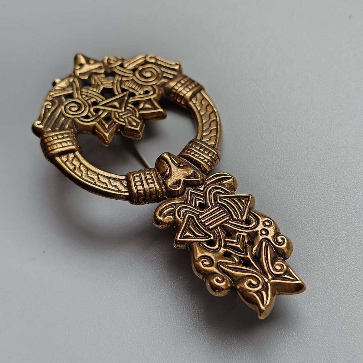 Kalevala Koru Viking Era Design Bronze Wolf’s Head Brooch