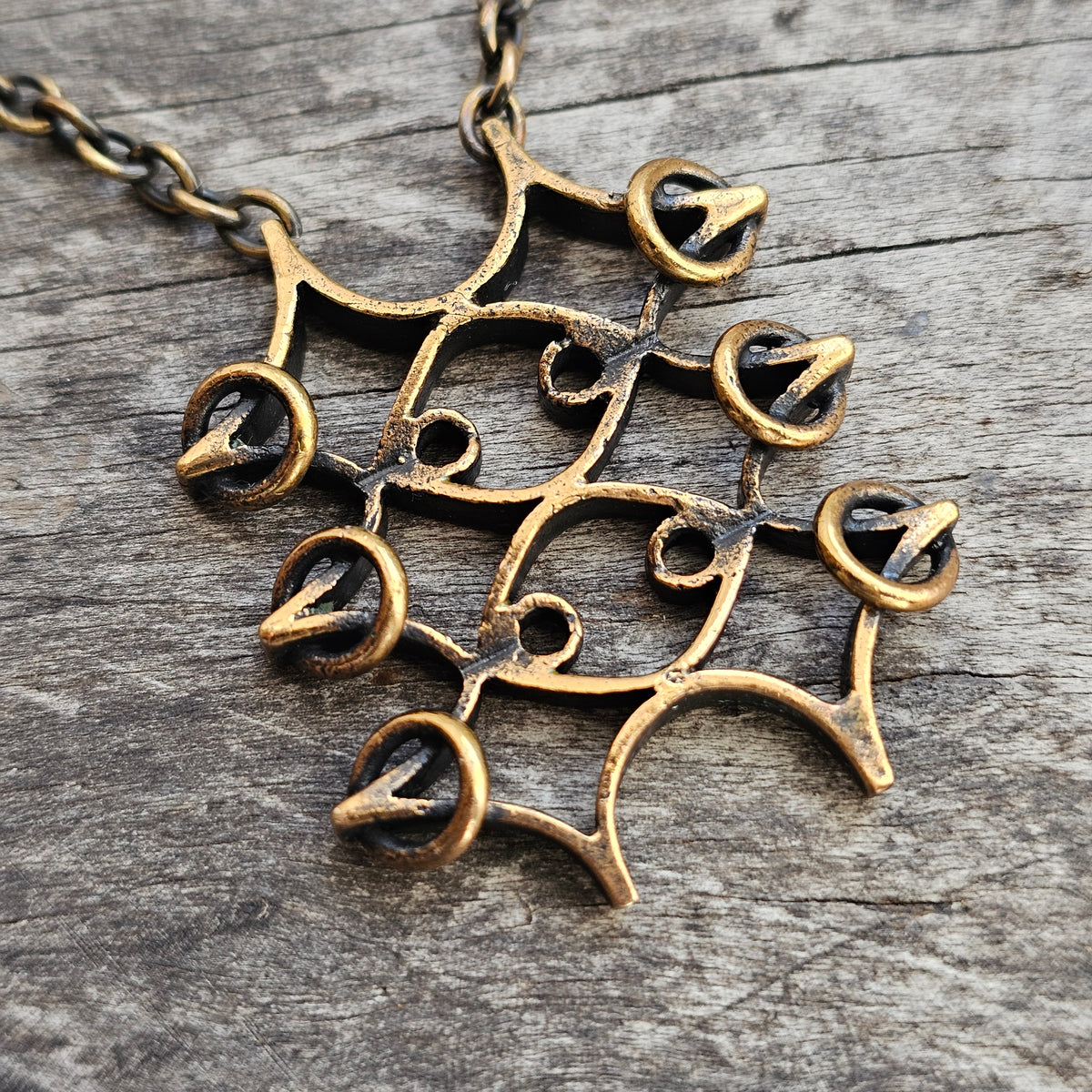 Vintage Pipa Niinimäki Bronze Necklace Modernist Finland