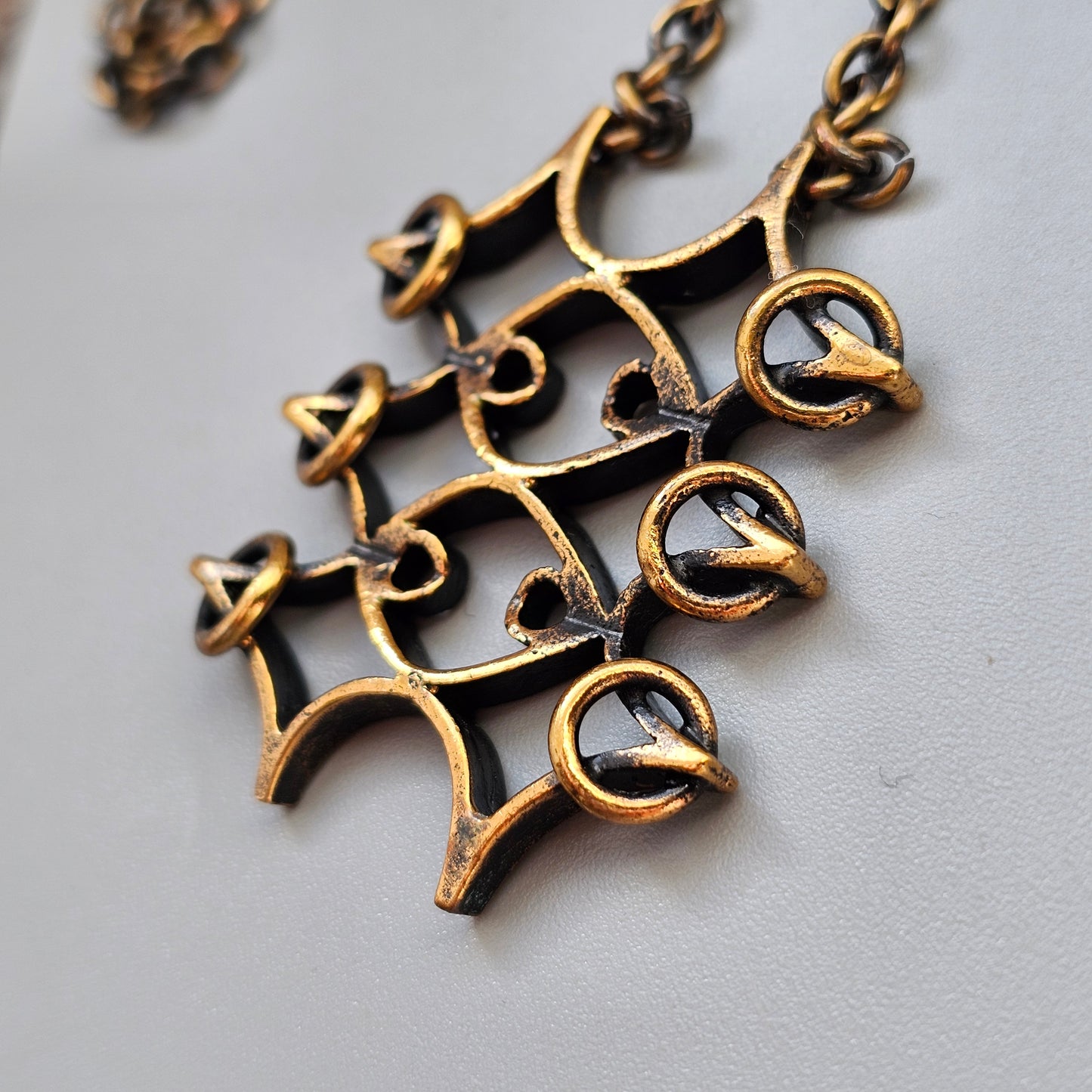Vintage Pipa Niinimäki Bronze Necklace Modernist Finland