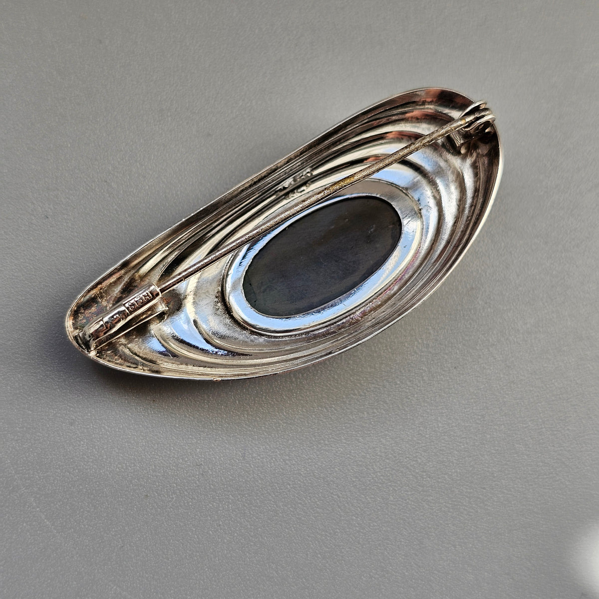 Vintage Modernist 1960s Silver & Spectrolite Brooch by Elis Kauppi Kupittaan Kulta