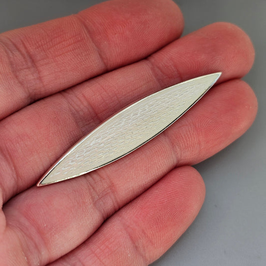 Contemporary Platinoro Finnish Sterling Silver White Enamel Brooch / Pendant Marquise Design