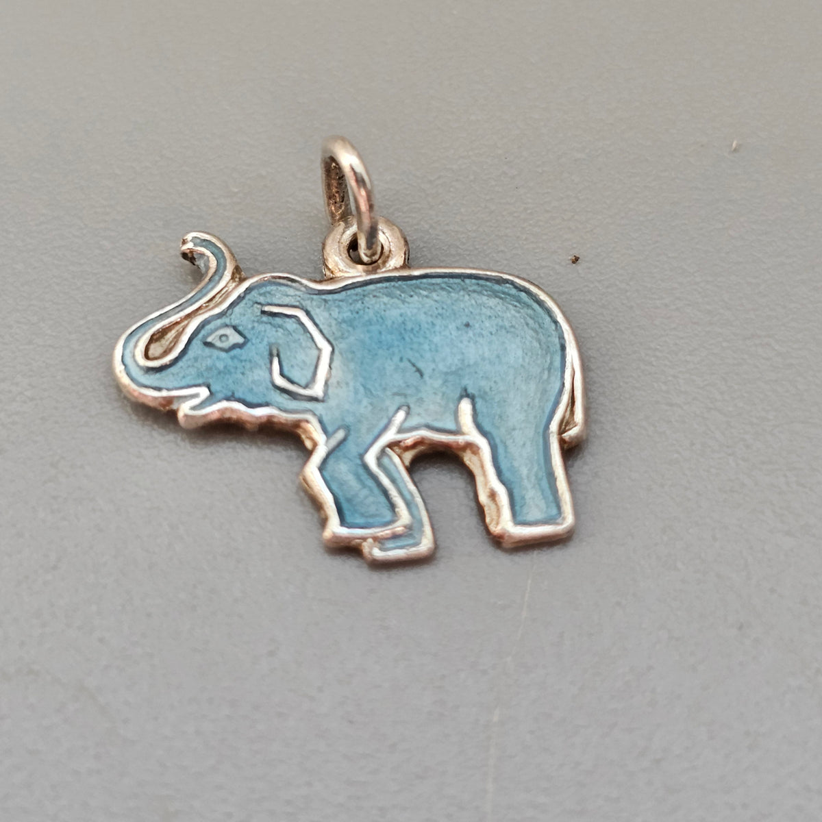 Small Vintage Scandinavian Silver Enamel Good Luck Elephant Charm Pendant