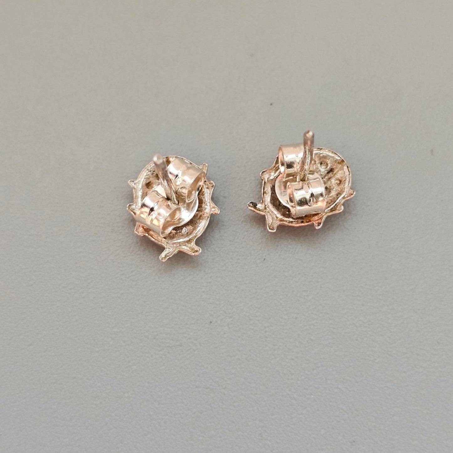 Vintage Silver Enamel Ladybird Stud Earrings