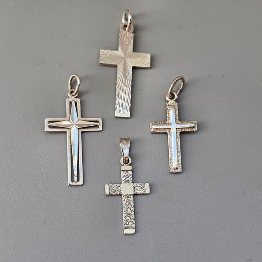 Vintage Finnish & Swedish Modernist Style Silver Cross Necklace Pendant