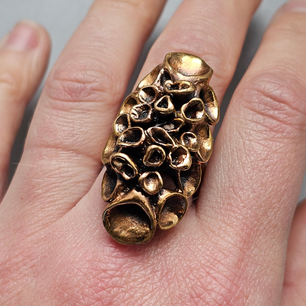 Vintage Hannu Ikonen Reindeer Moss Bronze Ring for Valo-Koru