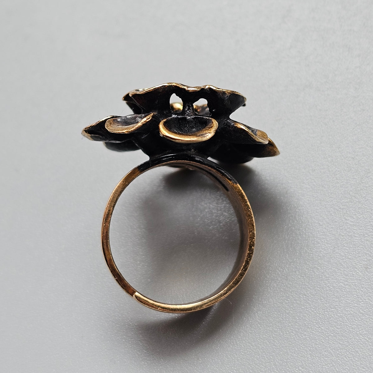 Vintage Hannu Ikonen Reindeer Moss Bronze Ring for Valo-Koru