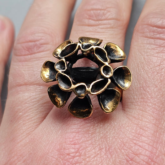 Vintage Hannu Ikonen Reindeer Moss Bronze Ring for Valo-Koru