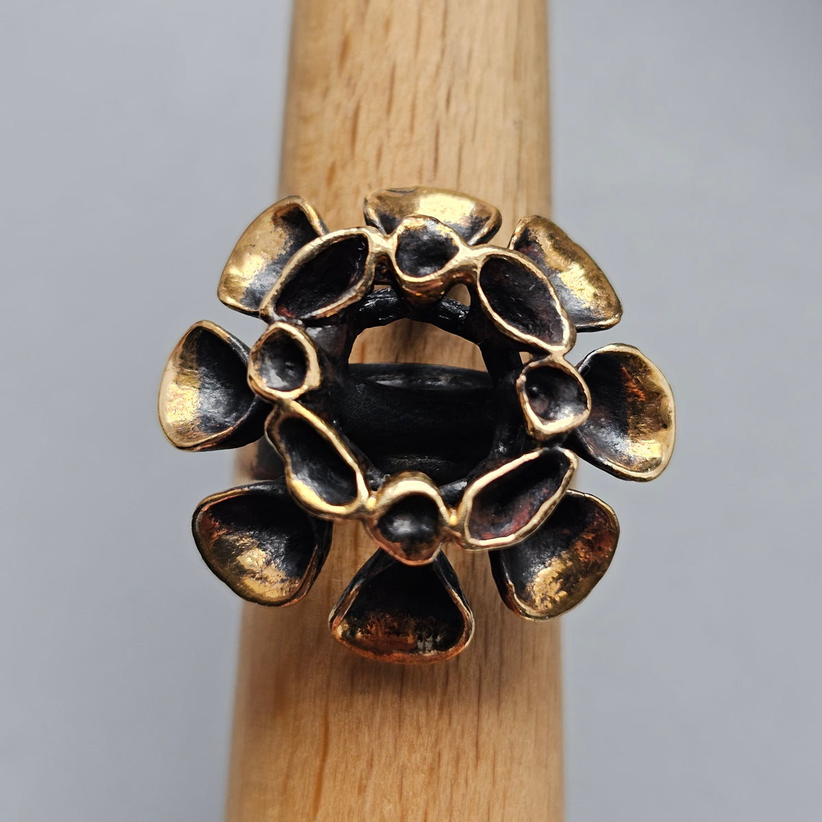 Vintage Hannu Ikonen Reindeer Moss Bronze Ring for Valo-Koru