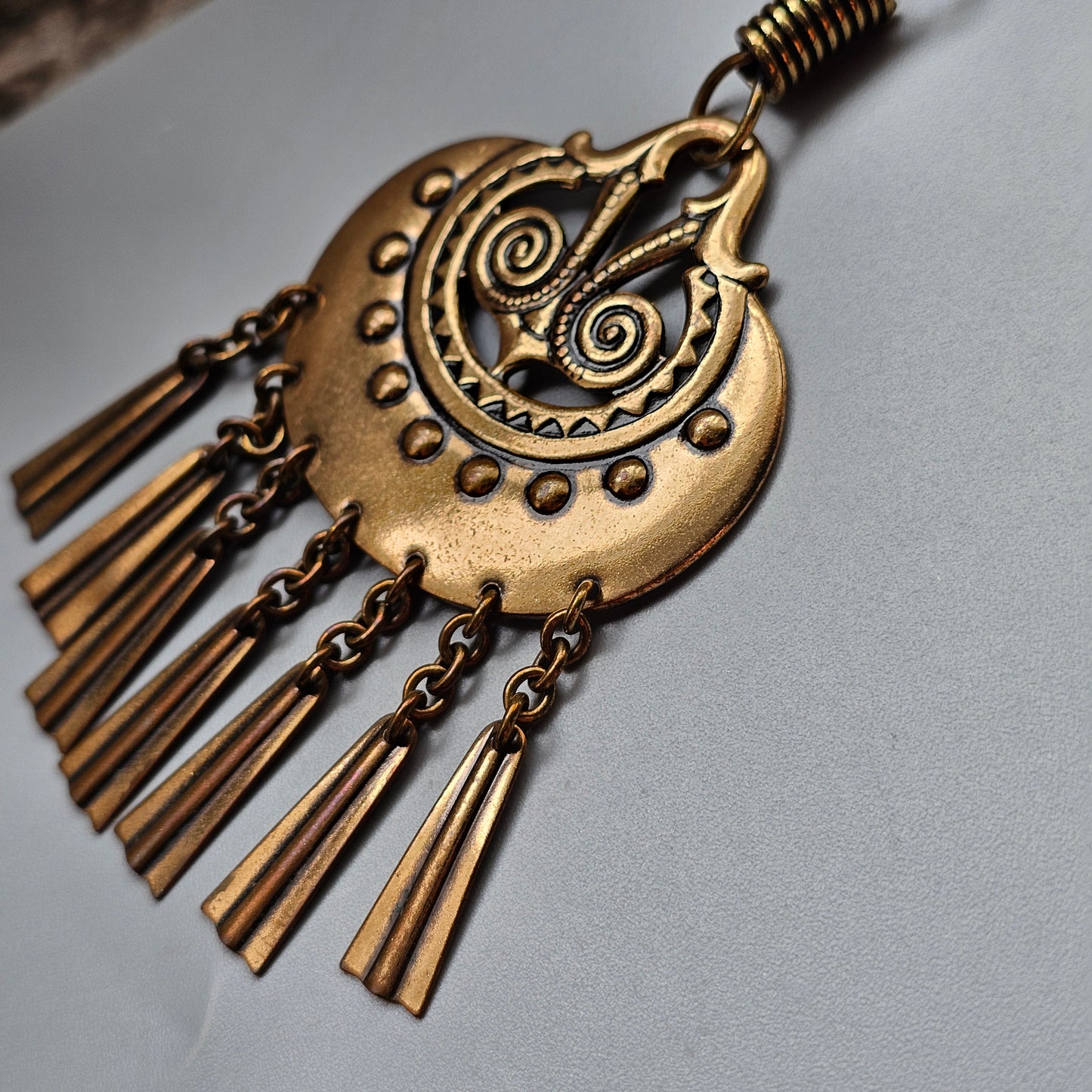 Large Kalevala Koru Moon Goddess Bronze Necklace Pendant