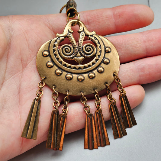 Large Kalevala Koru Moon Goddess Bronze Necklace Pendant