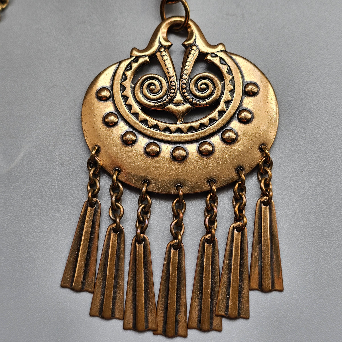 Large Kalevala Koru Moon Goddess Bronze Necklace Pendant