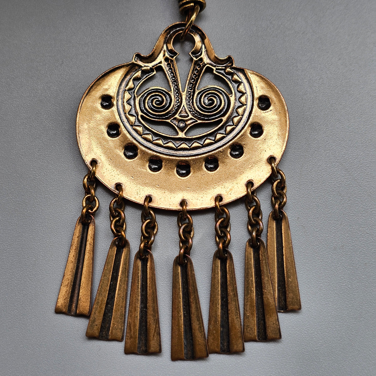 Large Kalevala Koru Moon Goddess Bronze Necklace Pendant