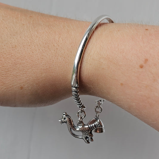 Vintage Kalevala Koru Lintunen Viking-Inspired Sterling Silver Torque Bangle 1996