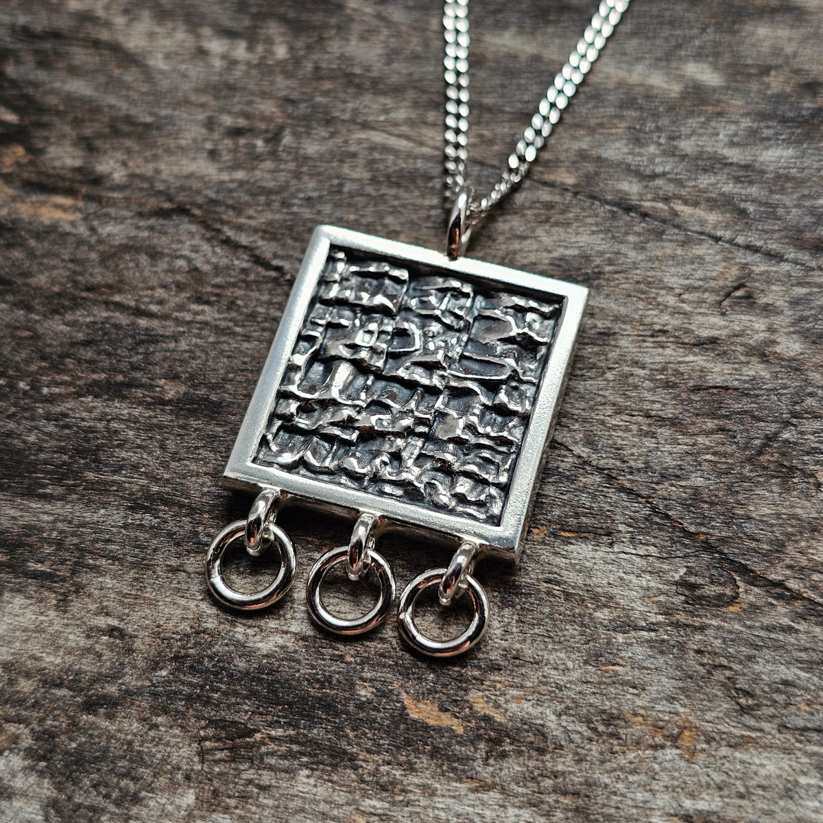 Finnish Modernist Brutalist Silver Necklace Pendant By Kultateollisuus - Jorma Laine Design - 1968