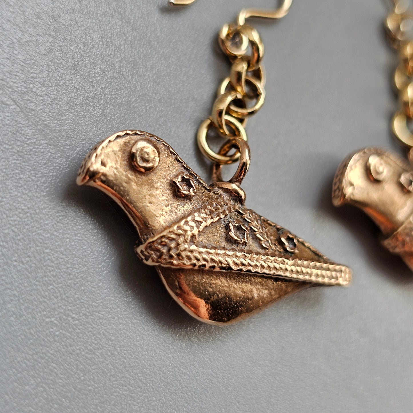Vintage Kalevala Koru Bronze Earrings Bird of Hattula Viking-Era Inspired Design