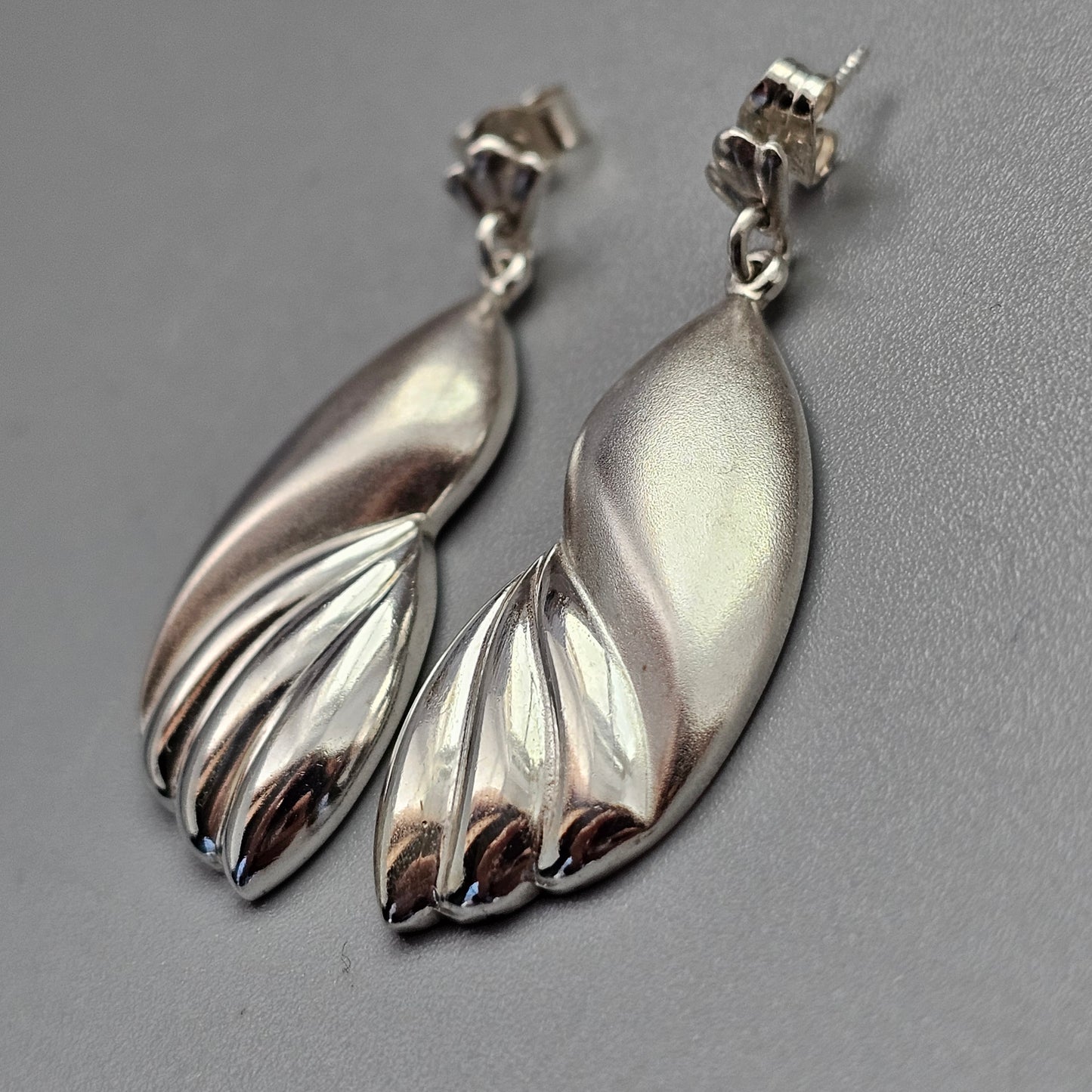 1980s Vintage Finnish Sterling Silver Drop Earrings by Finnfeelings Pertti Peuri 1988