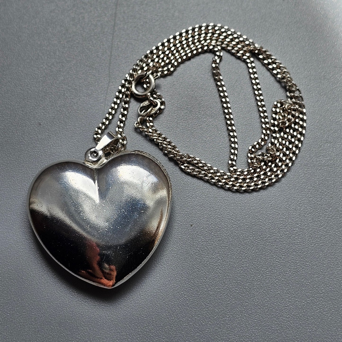 Vintage Sterling Silver Heart Necklace Pendant