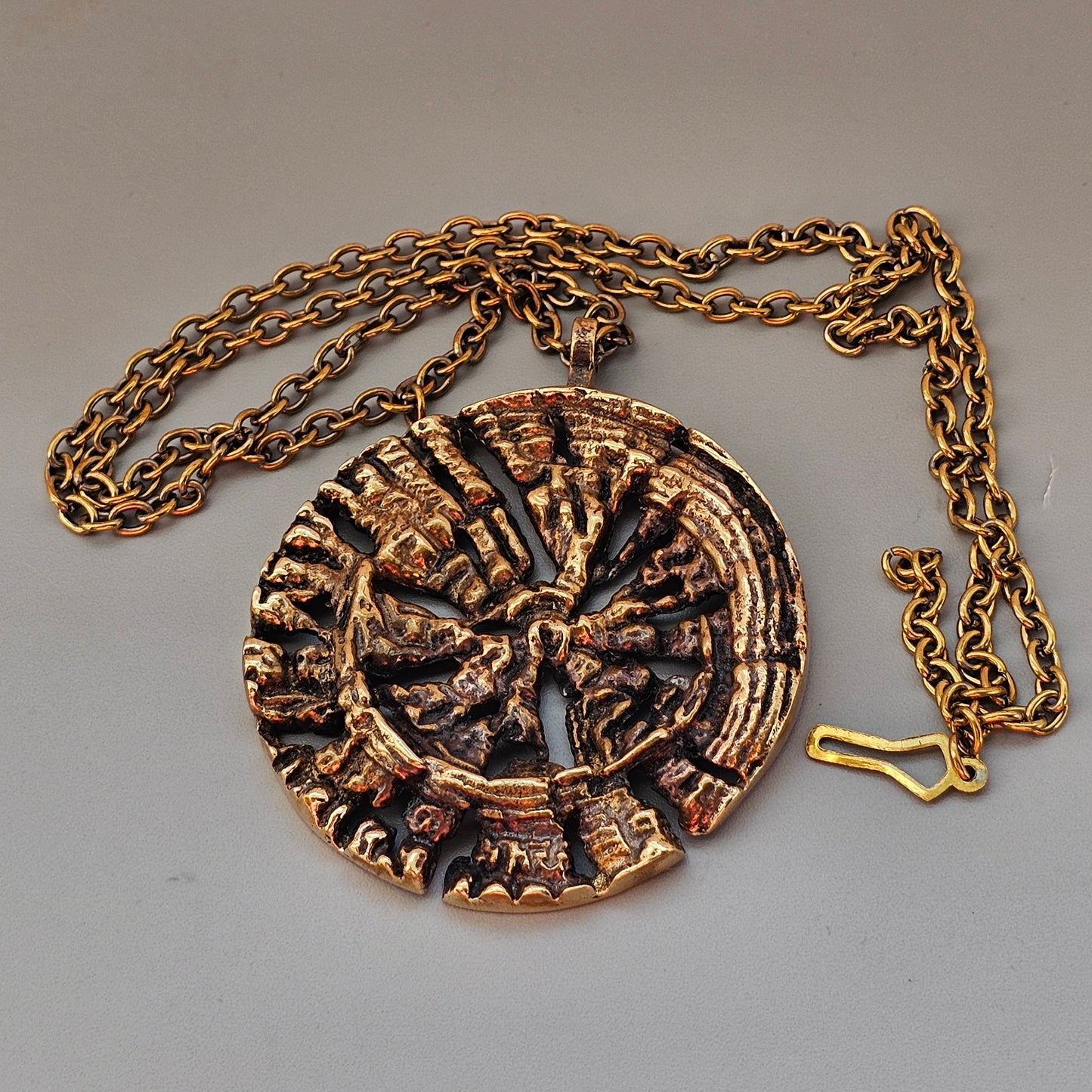 Vintage Pentti Sarpaneva Auringonkehrä Bronze Necklace Pendant Finnish Modernist
