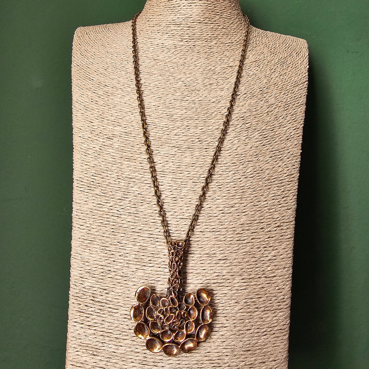 Vintage Hannu Ikonen for Valo-Koru Finnish Bronze Reindeer Moss Necklace