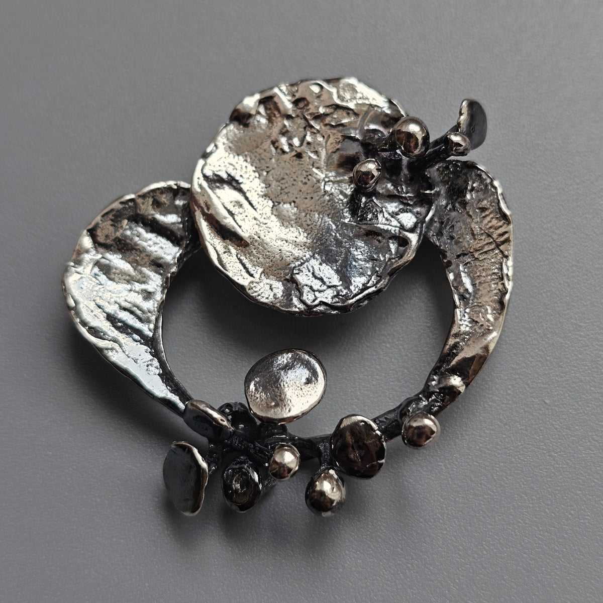 Vintage 1970s Erik Granit Finnish Sterling Silver Modernist Brutalist Brooch 1971