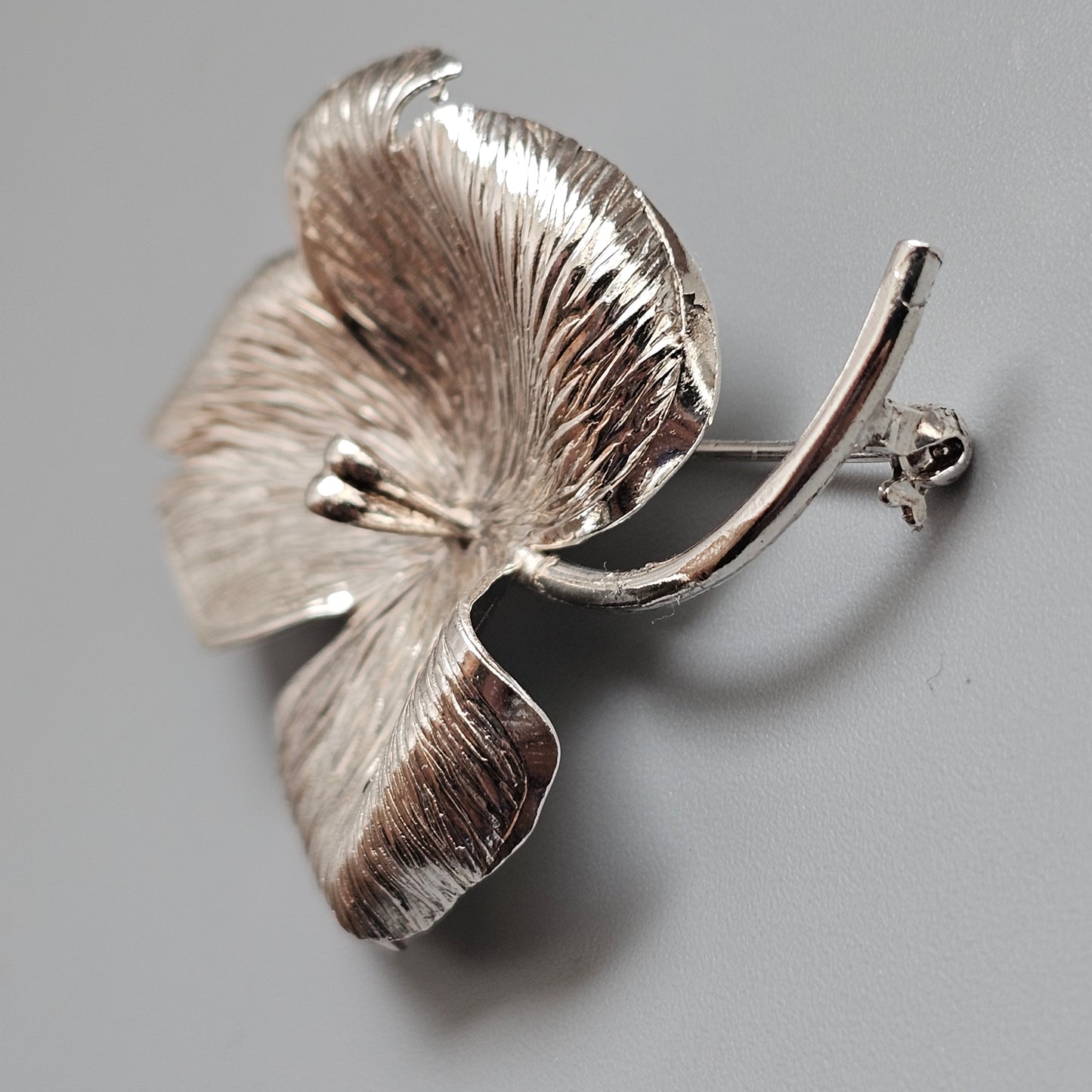 Vintage 1960s Kollmar & Jourdan Silver Modernist Flower Brooch Germany