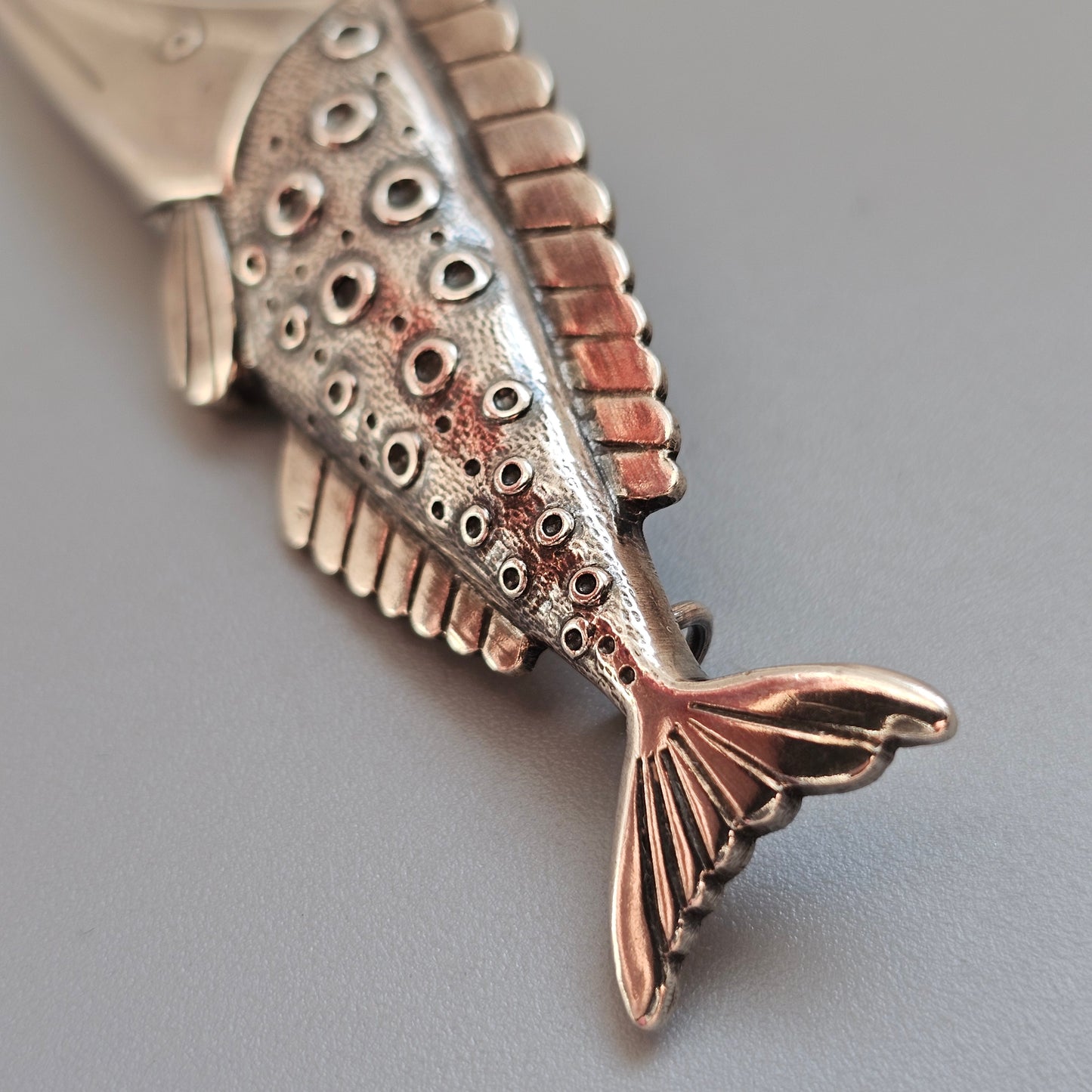 Vintage 1940s Kirsti Ilvessalo Art Deco Modernist Silver Fish Brooch Finland 1946